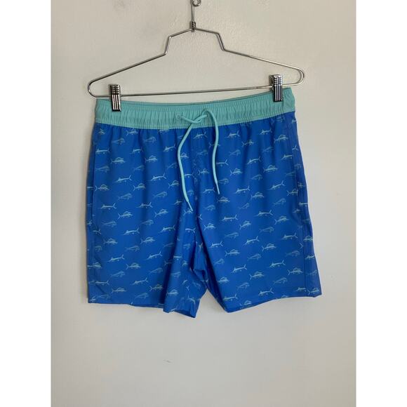 MENS BOOGIE BOARD SWIM TRUNK IN FISH PRINT ON MARINA BLUE - Picture 4 of 6